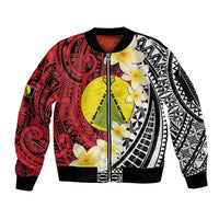 Sigave Chiefdom Wallis and Futuna Personalized Sleeve Zip Bomber Jacket Frangipani Flowers Polynesian Pattern