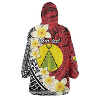 Sigave Chiefdom Wallis and Futuna Personalized Wearable Blanket Hoodie Frangipani Flowers Polynesian Pattern