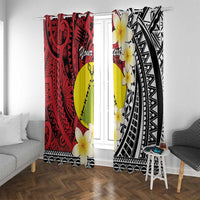 Sigave Chiefdom Wallis and Futuna Personalized Window Curtain Frangipani Flowers Polynesian Pattern