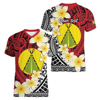 Sigave Chiefdom Wallis and Futuna Personalized Women V-Neck T-Shirt Frangipani Flowers Polynesian Pattern