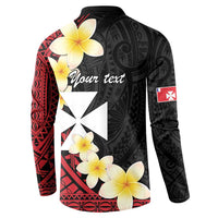 Uvea Chiefdom Wallis and Futuna Personalized Button Sweatshirt Frangipani Flowers Polynesian Pattern