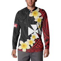 Uvea Chiefdom Wallis and Futuna Personalized Button Sweatshirt Frangipani Flowers Polynesian Pattern