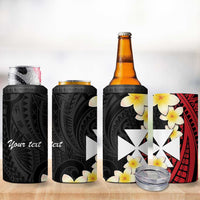 Uvea Chiefdom Wallis and Futuna Personalized 4 in 1 Can Cooler Tumbler Frangipani Flowers Polynesian Pattern