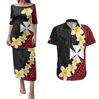 Uvea Chiefdom Wallis and Futuna Personalized Couples Matching Puletasi and Hawaiian Shirt Frangipani Flowers Polynesian Pattern
