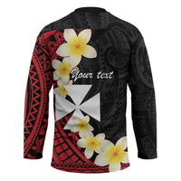 Uvea Chiefdom Wallis and Futuna Personalized Hockey Jersey Frangipani Flowers Polynesian Pattern - Polynesian Pride