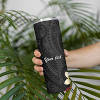 Uvea Chiefdom Wallis and Futuna Personalized Skinny Tumbler Frangipani Flowers Polynesian Pattern