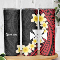 Uvea Chiefdom Wallis and Futuna Personalized Skinny Tumbler Frangipani Flowers Polynesian Pattern