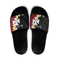 Uvea Chiefdom Wallis and Futuna Personalized Slide Sandals Frangipani Flowers Polynesian Pattern - Polynesian Pride