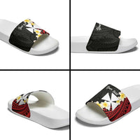 Uvea Chiefdom Wallis and Futuna Personalized Slide Sandals Frangipani Flowers Polynesian Pattern - Polynesian Pride