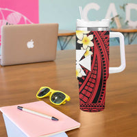 Uvea Chiefdom Wallis and Futuna Personalized Tumbler With Handle Frangipani Flowers Polynesian Pattern