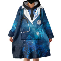 New Zealand Nurses RN Personalised Wearable Blanket Hoodie Galaxy Stethoscope Maori Motif