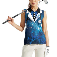 New Zealand Nurses RN Personalised Women Sleeveless Polo Shirt Galaxy Stethoscope Maori Motif