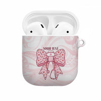 New Zealand Nurses RN Personalised AirPods Case Pink Stethoscope Coquette Bow Maori Motif