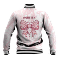 New Zealand Nurses RN Personalised Baseball Jacket Pink Stethoscope Coquette Bow Maori Motif