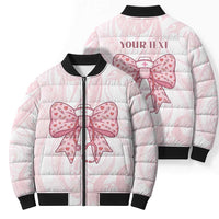 New Zealand Nurses RN Personalised Bomber Puffer Jacket Pink Stethoscope Coquette Bow Maori Motif