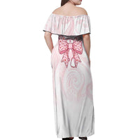 New Zealand Nurses RN Personalised Off Shoulder Maxi Dress Pink Stethoscope Coquette Bow Maori Motif