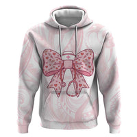 New Zealand Nurses RN Personalised Zip Hoodie Pink Stethoscope Coquette Bow Maori Motif