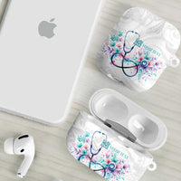 New Zealand Nurses RN Personalised AirPods Case Stethoscope Floral Maori Motif