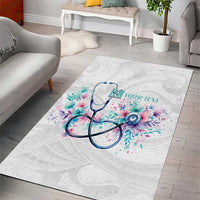 New Zealand Nurses RN Personalised Area Rug Stethoscope Floral Maori Motif