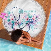 New Zealand Nurses RN Personalised Beach Blanket Stethoscope Floral Maori Motif