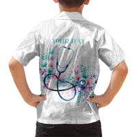 New Zealand Nurses RN Personalised Family Matching Off Shoulder Maxi Dress and Hawaiian Shirt Stethoscope Floral Maori Motif LT9 - Polynesian Pride
