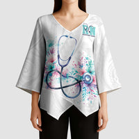 New Zealand Nurses RN Personalised Kimono Sleeve Blouse Stethoscope Floral Maori Motif