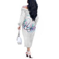 New Zealand Nurses RN Personalised Off The Shoulder Long Sleeve Dress Stethoscope Floral Maori Motif
