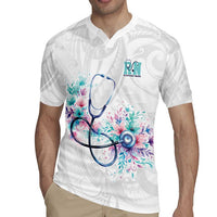New Zealand Nurses RN Personalised Rugby Jersey Stethoscope Floral Maori Motif