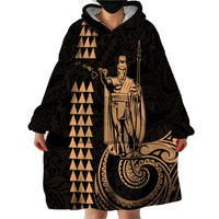 Custom Hawaii Wearable Blanket Hoodie King Kamehameha - Nude LT9 - Polynesian Pride