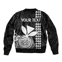 Custom Hawaii Sleeve Zip Bomber Jacket King Kamehameha - White LT9 - Polynesian Pride