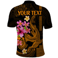 Custom Polynesian Polo Shirt Hawaiian Warriors with Tribal Shark Tattoos Gold LT9 - Polynesian Pride