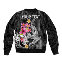 Custom Polynesian Bomber Jacket Hawaiian Warriors with Tribal Shark Tattoos - White LT9 - Polynesian Pride