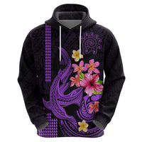 Custom Polynesian Hoodie Hawaiian Warriors with Tribal Shark Tattoos Purple LT9 - Polynesian Pride