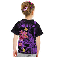 Custom Polynesian Kid T Shirt Hawaiian Warriors with Tribal Shark Tattoos - Purple LT9 - Polynesian Pride