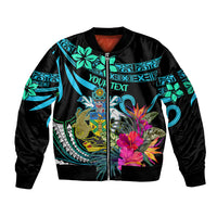 Custom Solomon Islands Sleeve Zip Bomber Jacket Happy Independence Day LT9 Unisex Blue - Polynesian Pride