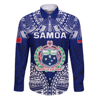 Personalised Samoa Coat Of Arms Family Matching Long Sleeve Bodycon Dress and Hawaiian Shirt With Polynesian Pattern Version