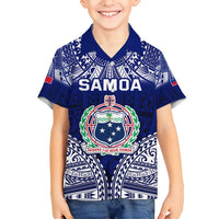 Personalised Samoa Coat Of Arms Family Matching Tank Maxi Dress and Hawaiian Shirt With Polynesian Pattern Version