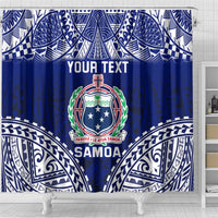 Personalised Samoa Coat Of Arms Shower Curtain With Polynesian Pattern Version