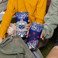Personalised Samoa Coat Of Arms Tumbler Cup With Polynesian Pattern Version
