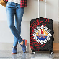 Tahitian Coat Of Arm and Tiare Flower Luggage Cover Polynesian Tribal Tattoo LT9 - Polynesian Pride
