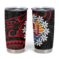 Tahitian Coat Of Arm and Tiare Flower Tumbler Cup Polynesian Tribal Tattoo LT9 Black - Polynesian Pride