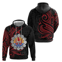Tahitian Coat Of Arm and Tiare Flower Zip Hoodie Polynesian Tribal Tattoo LT9 - Polynesian Pride