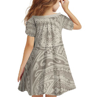 Tahitian Tiare Flower Family Matching Short Sleeve Bodycon Dress and Hawaiian Shirt Beige Polynesian Pattern LT9 - Polynesian Pride