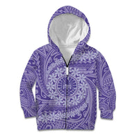 Tahitian Tiare Flower Kid Hoodie Violet Polynesian Pattern