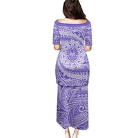 Tahitian Tiare Flower Puletasi Violet Polynesian Pattern