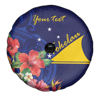 Personalised Tokelau Tropical Hibiscus Spare Tire Cover With Polynesian Plumeria Tattoo