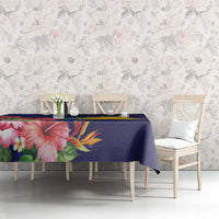 Personalised Tokelau Tropical Hibiscus Tablecloth With Polynesian Plumeria Tattoo