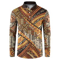 Hawaiian Style Tapa Button Sweatshirt Vintage Seamless Pattern LT9 Red - Polynesian Pride