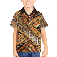 Hawaiian Style Tapa Family Matching Short Sleeve Bodycon Dress and Hawaiian Shirt Vintage Seamless Pattern LT9 Son's Shirt Red - Polynesian Pride