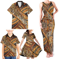 Hawaiian Style Tapa Family Matching Tank Maxi Dress and Hawaiian Shirt Vintage Seamless Pattern - Polynesian Pride